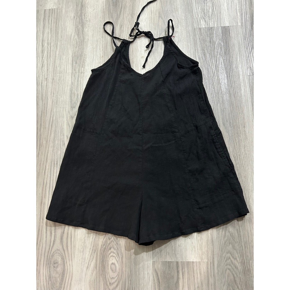 Black Gauze Romper with Pockets Sleeveless Summer light breezy easy comfy